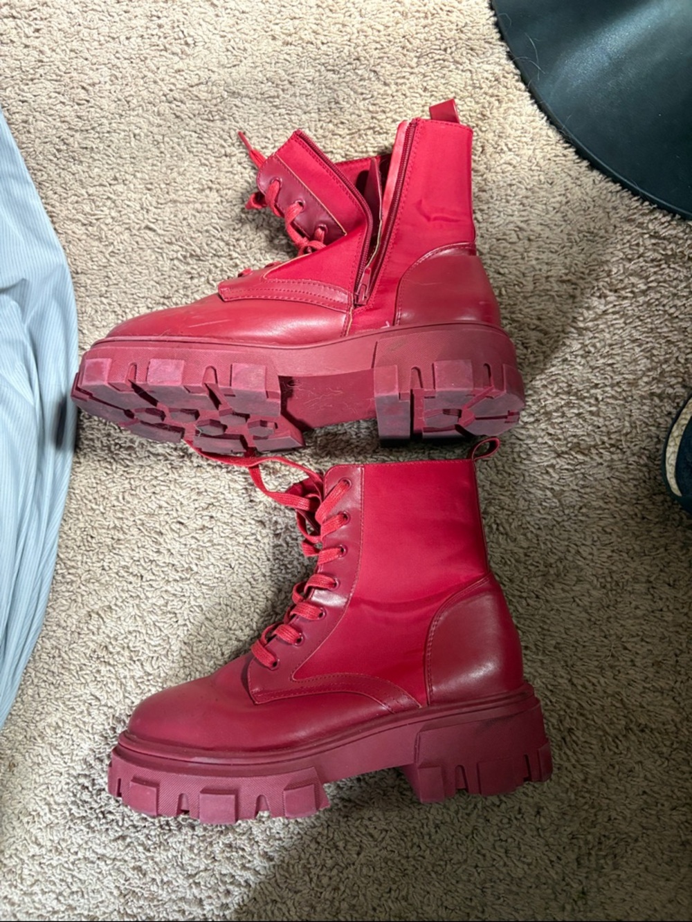 ASOS Red Chunky Platform Lace-Up Boots for Women